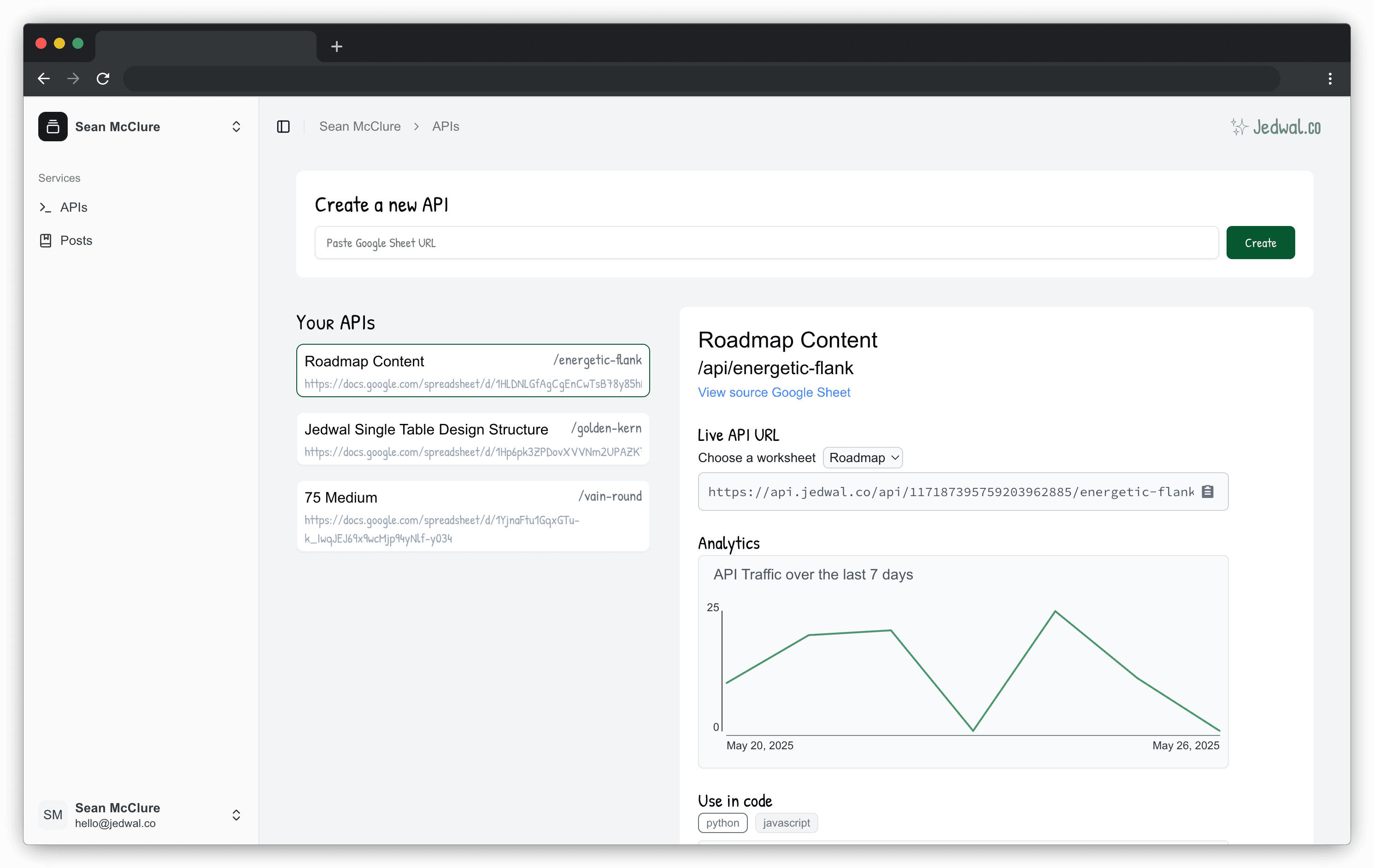 Jedwal dashboard preview